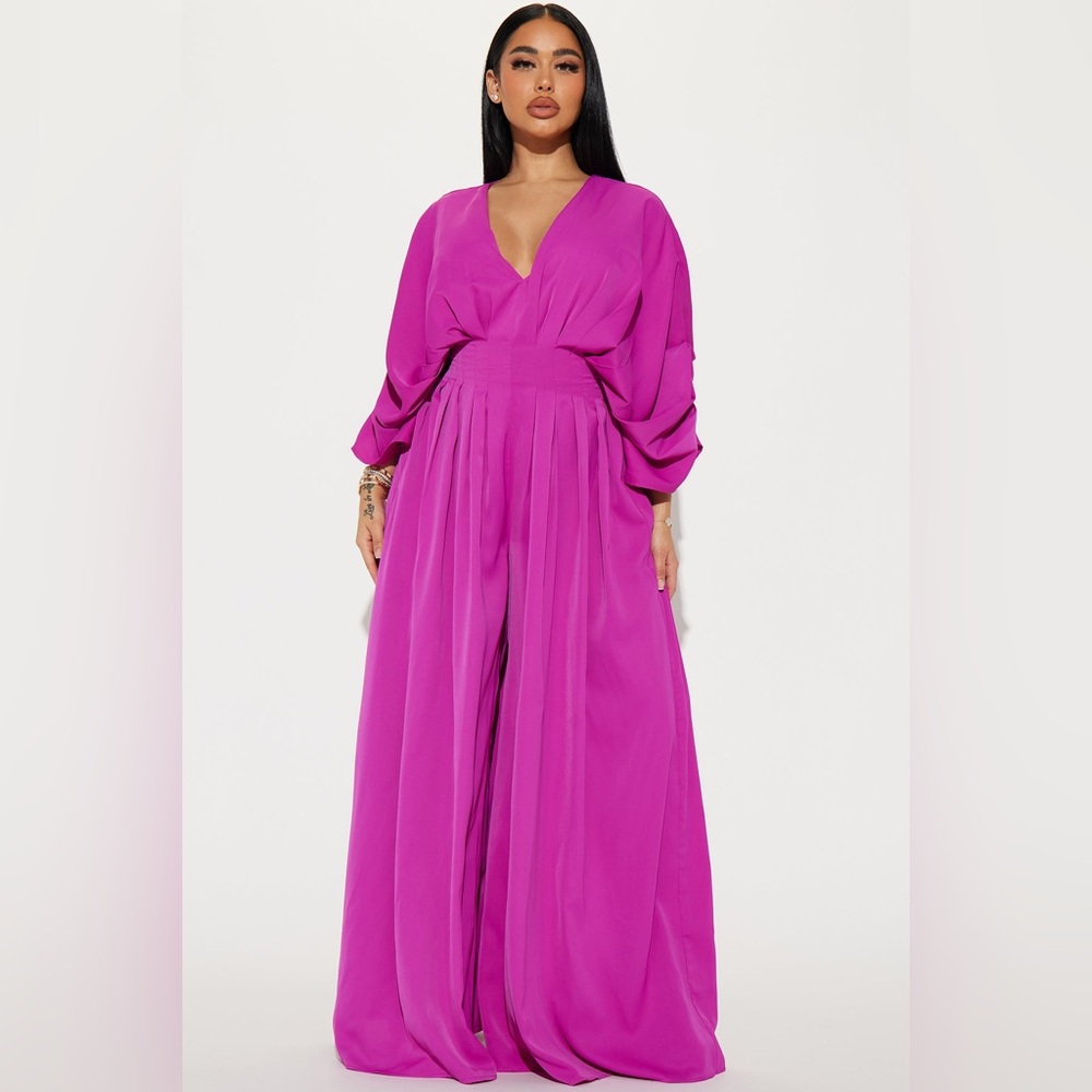 Beautiful Magenta Wide Leg Jumpsuit - Picture 3 of 16